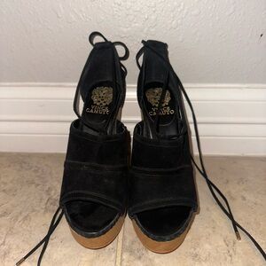 Vince Camuto Black Wedge Sandals